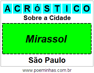 Acróstico Para Imprimir Sobre a Cidade Mirassol