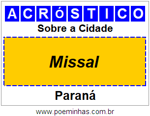 Acróstico Para Imprimir Sobre a Cidade Missal