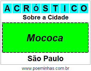 Acróstico Para Imprimir Sobre a Cidade Mococa