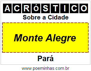 Acróstico Para Imprimir Sobre a Cidade Monte Alegre