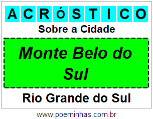 Acróstico Para Imprimir Sobre a Cidade Monte Belo do Sul