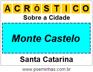 Acróstico Para Imprimir Sobre a Cidade Monte Castelo