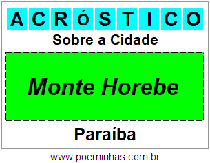 Acróstico Para Imprimir Sobre a Cidade Monte Horebe