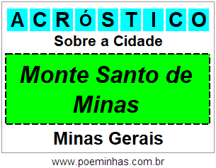 Acróstico Para Imprimir Sobre a Cidade Monte Santo de Minas