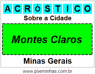 Acróstico Para Imprimir Sobre a Cidade Montes Claros