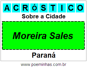 Acróstico Para Imprimir Sobre a Cidade Moreira Sales