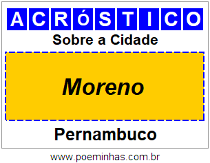 Acróstico Para Imprimir Sobre a Cidade Moreno