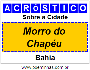 Acróstico Para Imprimir Sobre a Cidade Morro do Chapéu