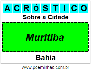 Acróstico Para Imprimir Sobre a Cidade Muritiba