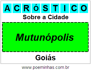 Acróstico Para Imprimir Sobre a Cidade Mutunópolis