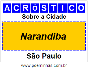 Acróstico Para Imprimir Sobre a Cidade Narandiba