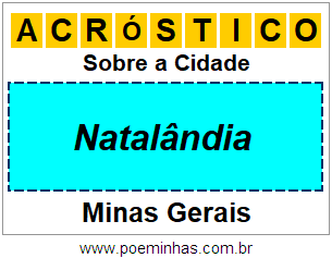 Acróstico Para Imprimir Sobre a Cidade Natalândia