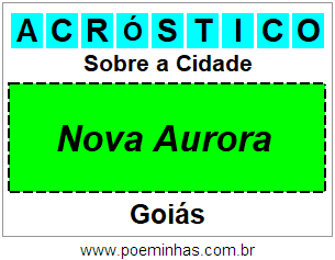 Acróstico Para Imprimir Sobre a Cidade Nova Aurora