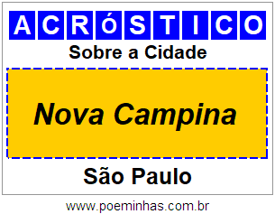 Acróstico Para Imprimir Sobre a Cidade Nova Campina