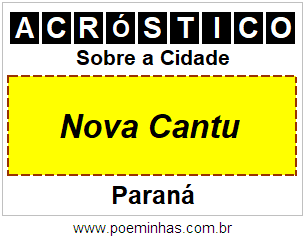 Acróstico Para Imprimir Sobre a Cidade Nova Cantu