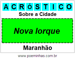 Acróstico Para Imprimir Sobre a Cidade Nova Iorque