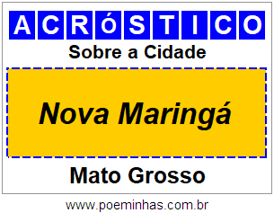 Acróstico Para Imprimir Sobre a Cidade Nova Maringá