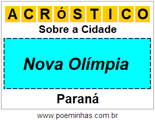 Acróstico Para Imprimir Sobre a Cidade Nova Olímpia