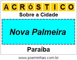 Acróstico Para Imprimir Sobre a Cidade Nova Palmeira