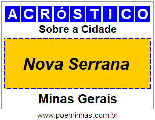 Acróstico Para Imprimir Sobre a Cidade Nova Serrana