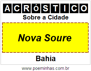 Acróstico Para Imprimir Sobre a Cidade Nova Soure