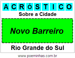 Acróstico Para Imprimir Sobre a Cidade Novo Barreiro