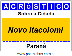 Acróstico Para Imprimir Sobre a Cidade Novo Itacolomi