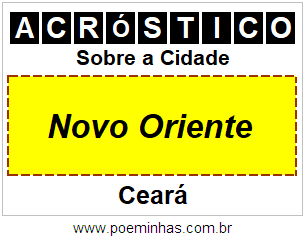 Acróstico Para Imprimir Sobre a Cidade Novo Oriente