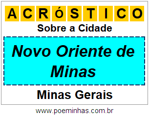 Acróstico Para Imprimir Sobre a Cidade Novo Oriente de Minas