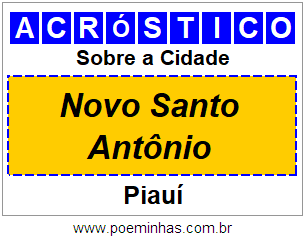 Acróstico Para Imprimir Sobre a Cidade Novo Santo Antônio