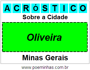 Acróstico Para Imprimir Sobre a Cidade Oliveira