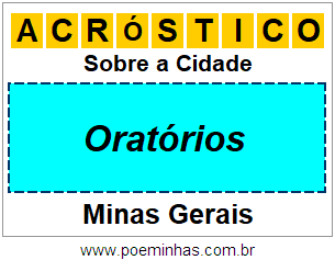 Acróstico Para Imprimir Sobre a Cidade Oratórios