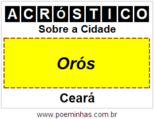 Acróstico Para Imprimir Sobre a Cidade Orós