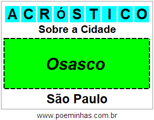 Acróstico Para Imprimir Sobre a Cidade Osasco