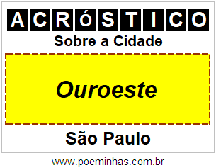 Acróstico Para Imprimir Sobre a Cidade Ouroeste