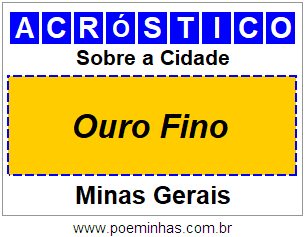 Acróstico Para Imprimir Sobre a Cidade Ouro Fino