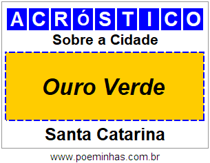 Acróstico Para Imprimir Sobre a Cidade Ouro Verde