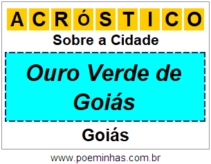 Acróstico Para Imprimir Sobre a Cidade Ouro Verde de Goiás