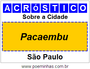 Acróstico Para Imprimir Sobre a Cidade Pacaembu