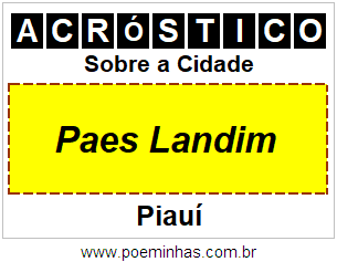 Acróstico Para Imprimir Sobre a Cidade Paes Landim