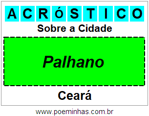 Acróstico Para Imprimir Sobre a Cidade Palhano