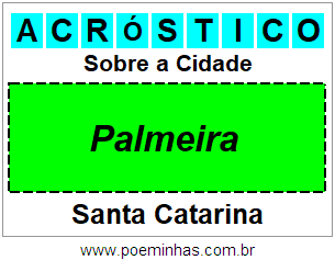 Acróstico Para Imprimir Sobre a Cidade Palmeira