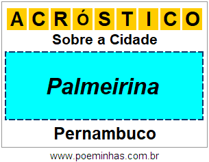 Acróstico Para Imprimir Sobre a Cidade Palmeirina