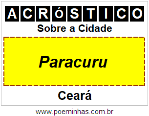 Acróstico Para Imprimir Sobre a Cidade Paracuru