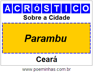 Acróstico Para Imprimir Sobre a Cidade Parambu