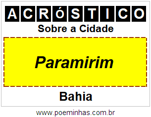 Acróstico Para Imprimir Sobre a Cidade Paramirim