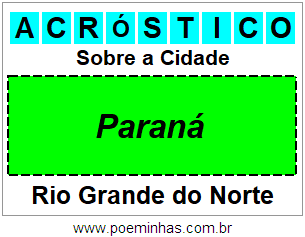 Acróstico Para Imprimir Sobre a Cidade Paraná