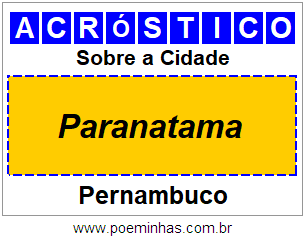 Acróstico Para Imprimir Sobre a Cidade Paranatama