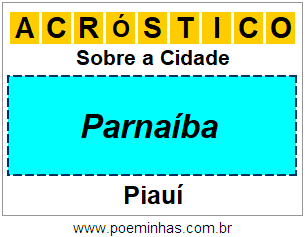 Acróstico Para Imprimir Sobre a Cidade Parnaíba