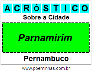 Acróstico Para Imprimir Sobre a Cidade Parnamirim